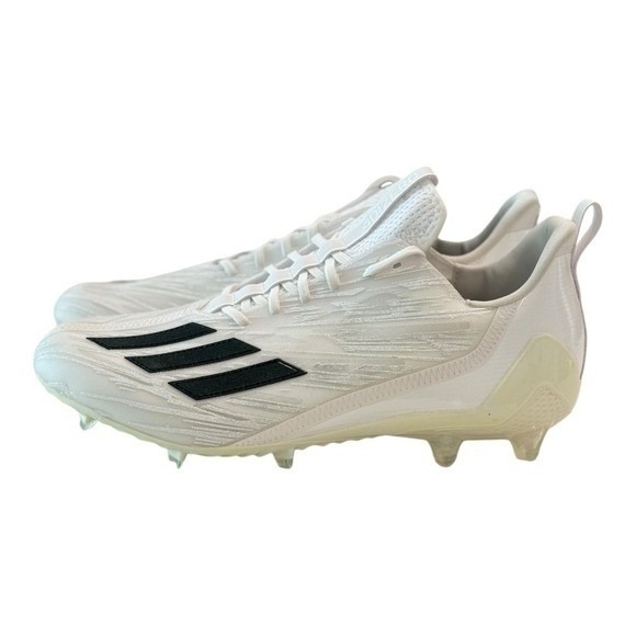 Adidas Adizero Football Cleats White Black 3 Stripe Athletic Shoes Size 13‎